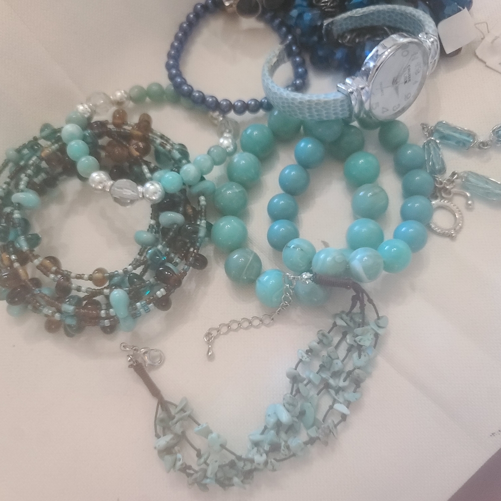 Turquoise and Brown Beaded Bracelet Set